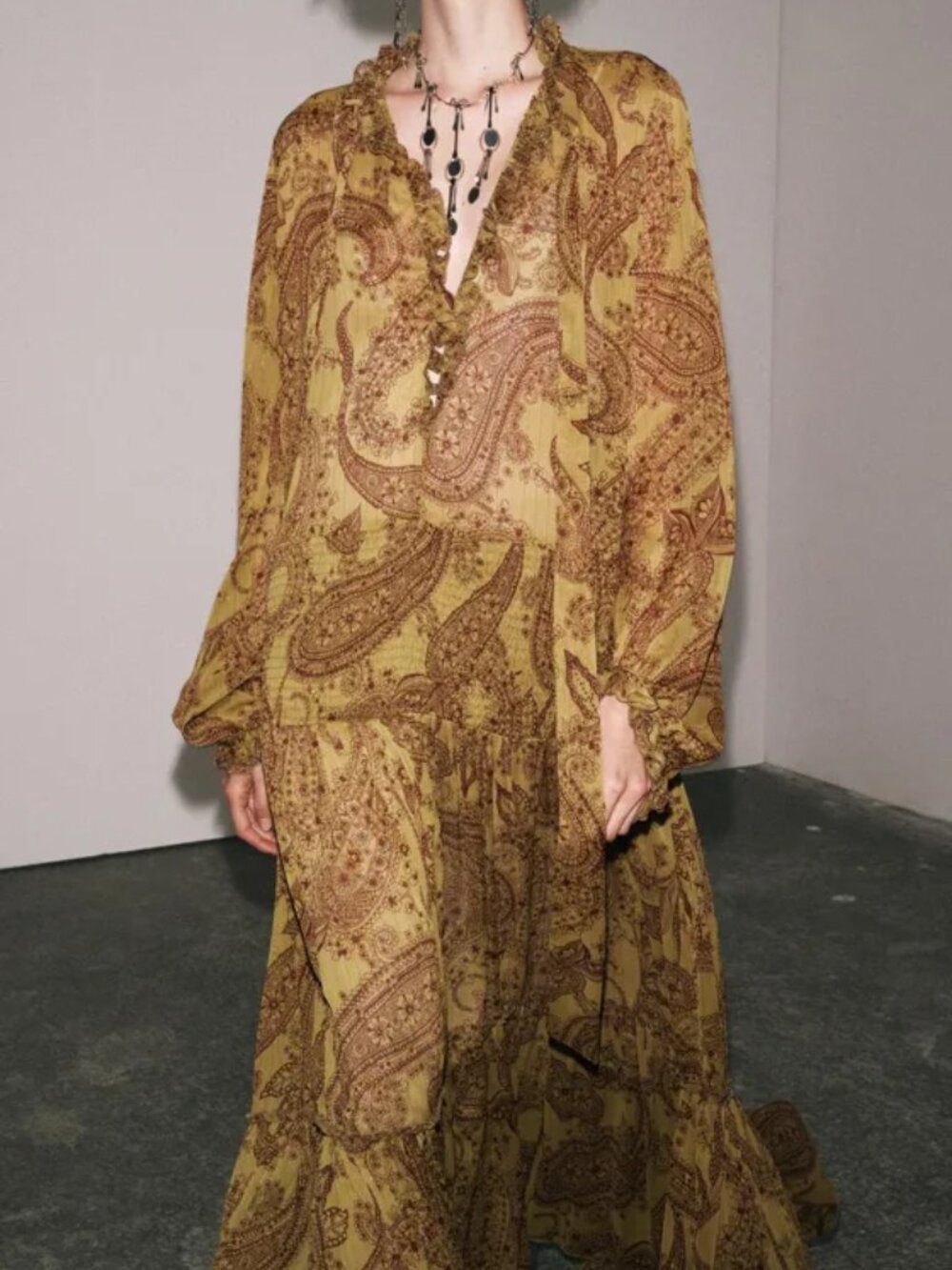 ZARA Long Sleeve Paisley Dress ZW Collection Size M $179 NWT * See description - Picture 3 of 15